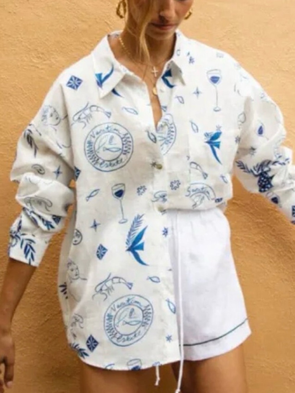 VRG GRL Il Sole Linen Button Front Shirt AND skirt- 100% linen- Sz 6/8